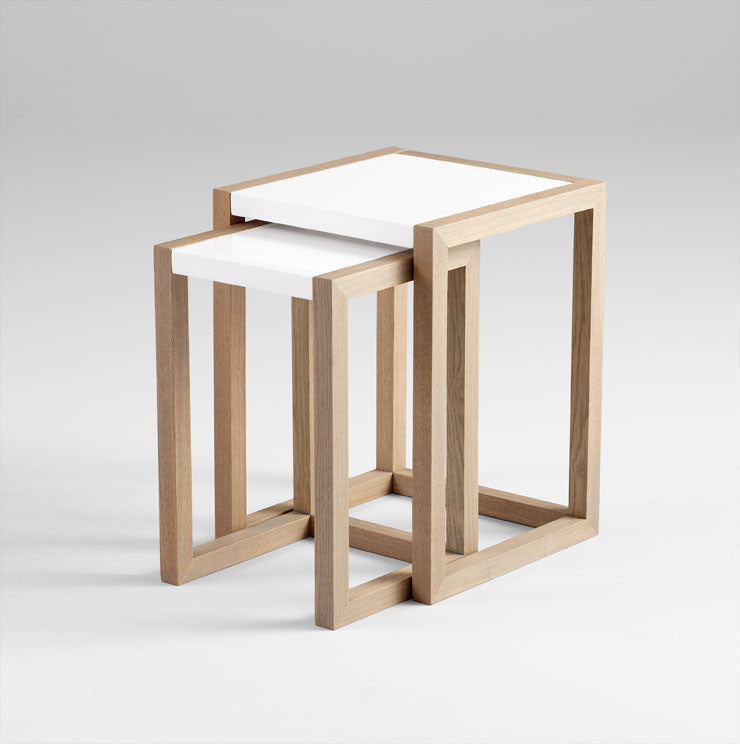 Becket Nesting Tables in Grey Veneer & White design by Cyan Design