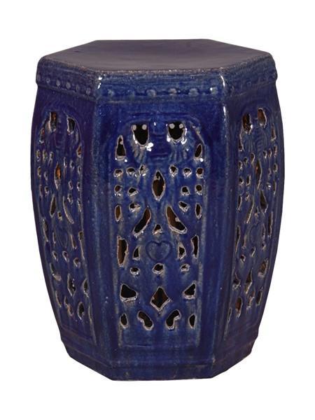 Hexagon Garden Stool In Blue