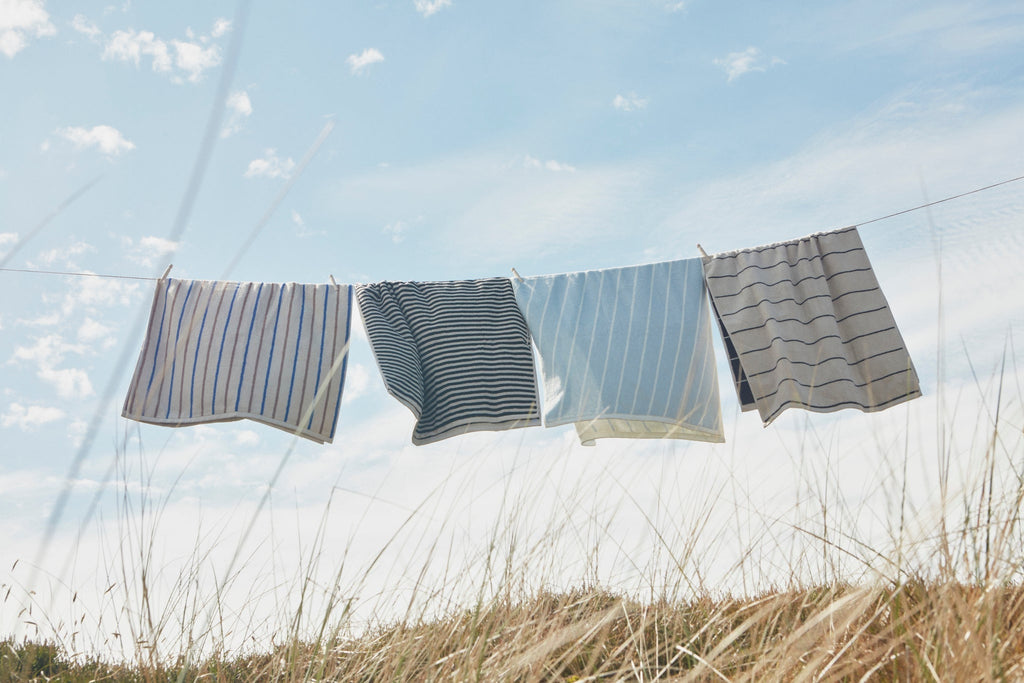 Large Raita Towel in Caramel / Optic Blue