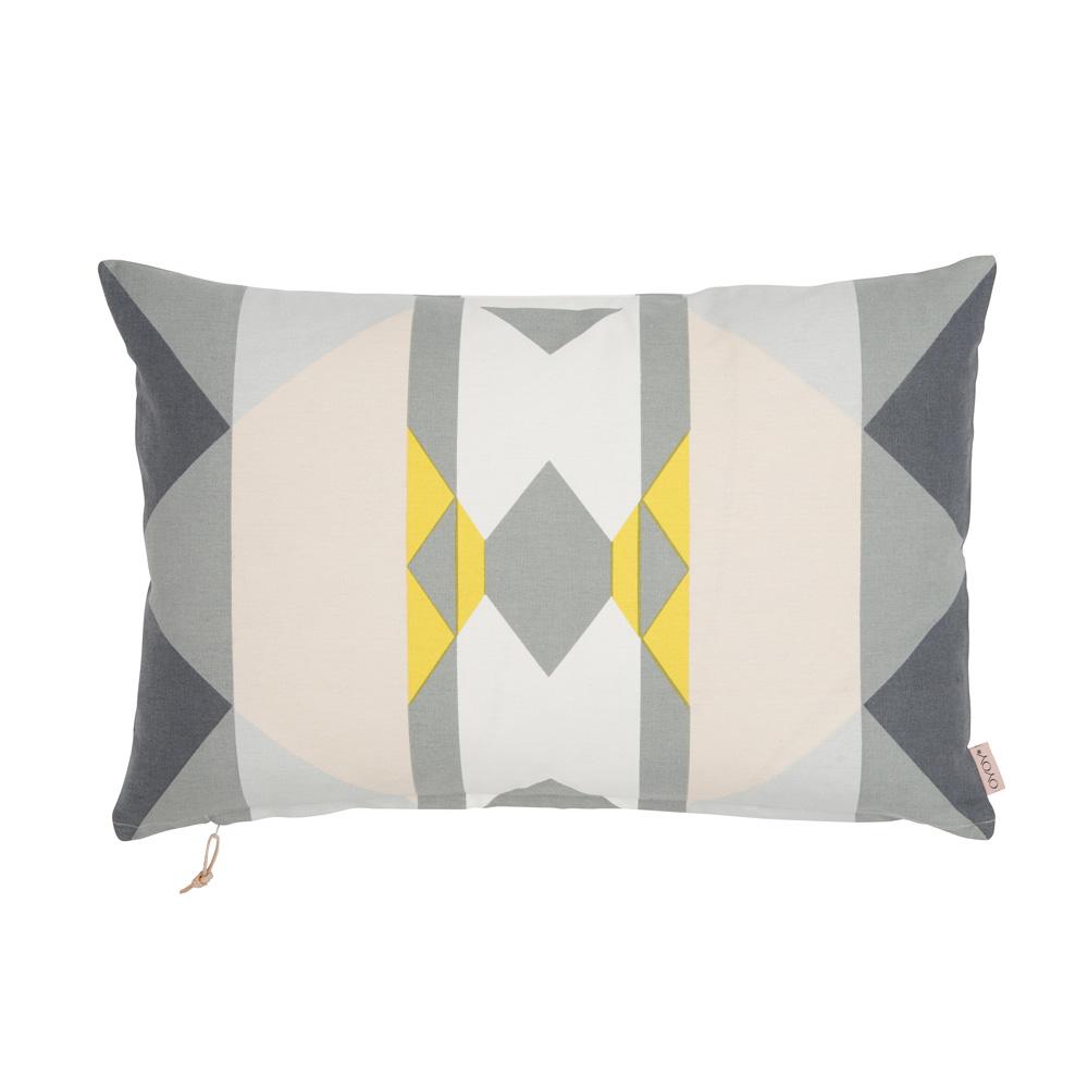 Boho Cushion in Grey & Yellow