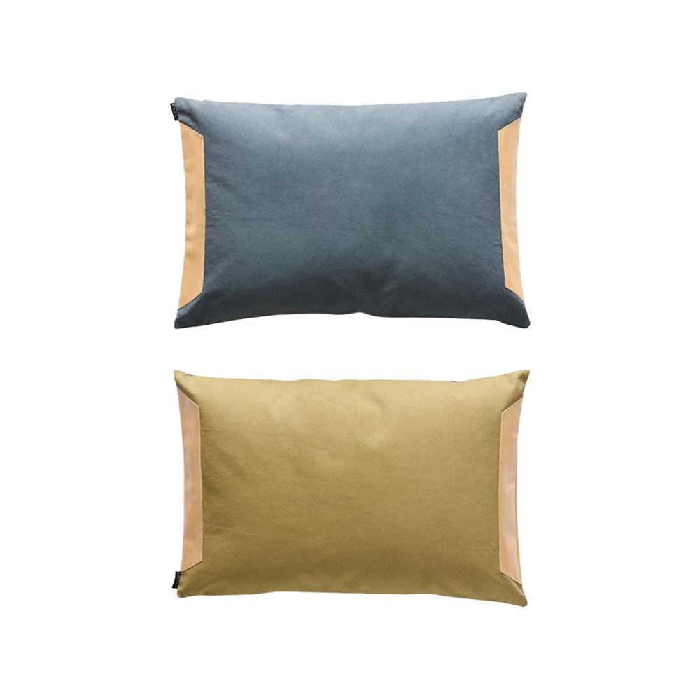 Deco Cushion in Steel Blue & Olive