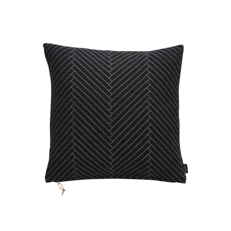 Fluffy Herringbone Pillow in Black