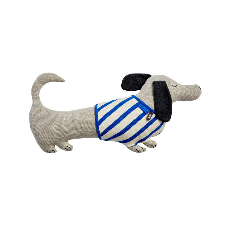 Slinkii Dog Cushion in Beige / Dark Blue