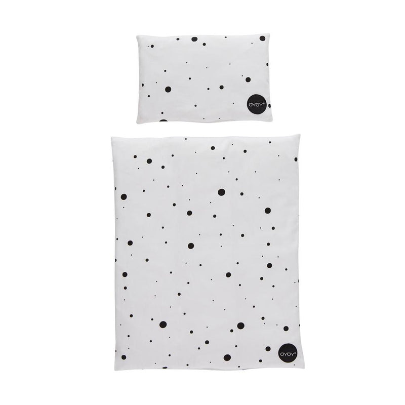 Dot Doll Bed Bedding in White / Black