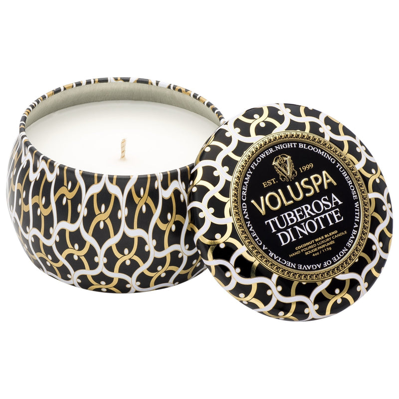 Petite Decorative Tin Candle in Tuberosa Di Notte design by Voluspa