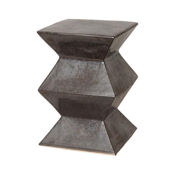 Zigzag Garden Stool In Gunmetal