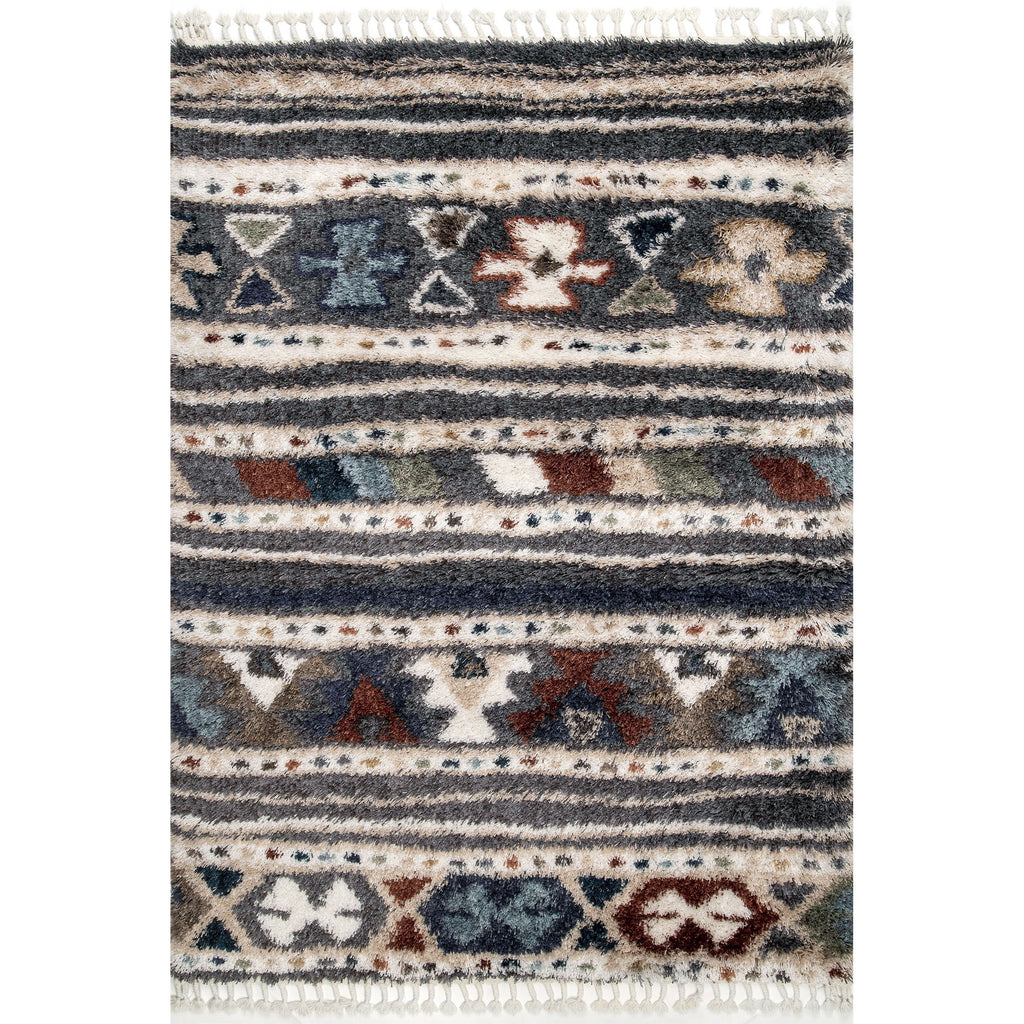 Skyla Tribal Banded Shag with Tassel Rug