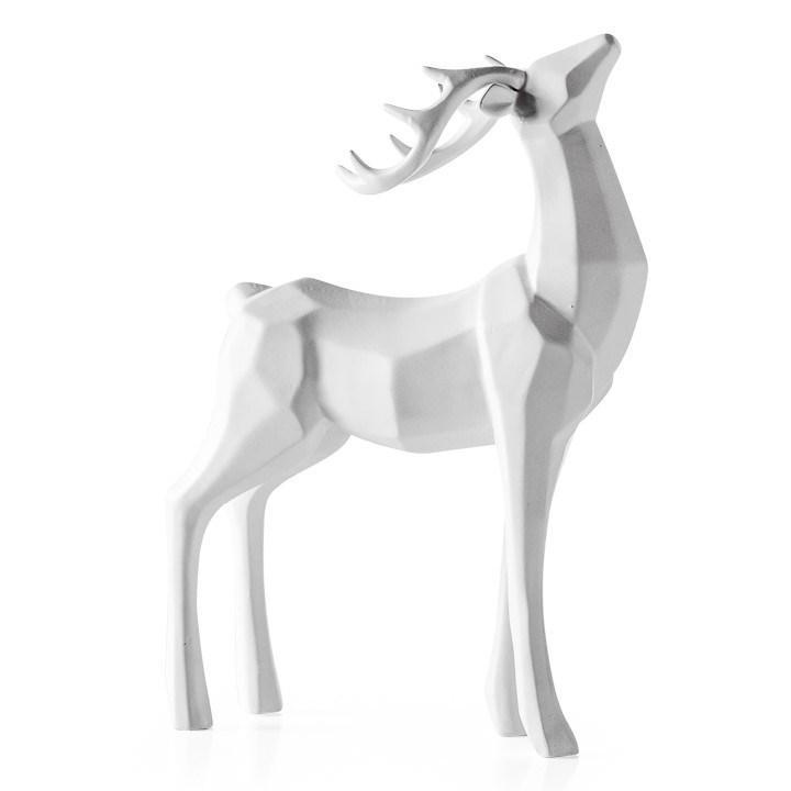 Carved Angle Stag Decor Sculpture