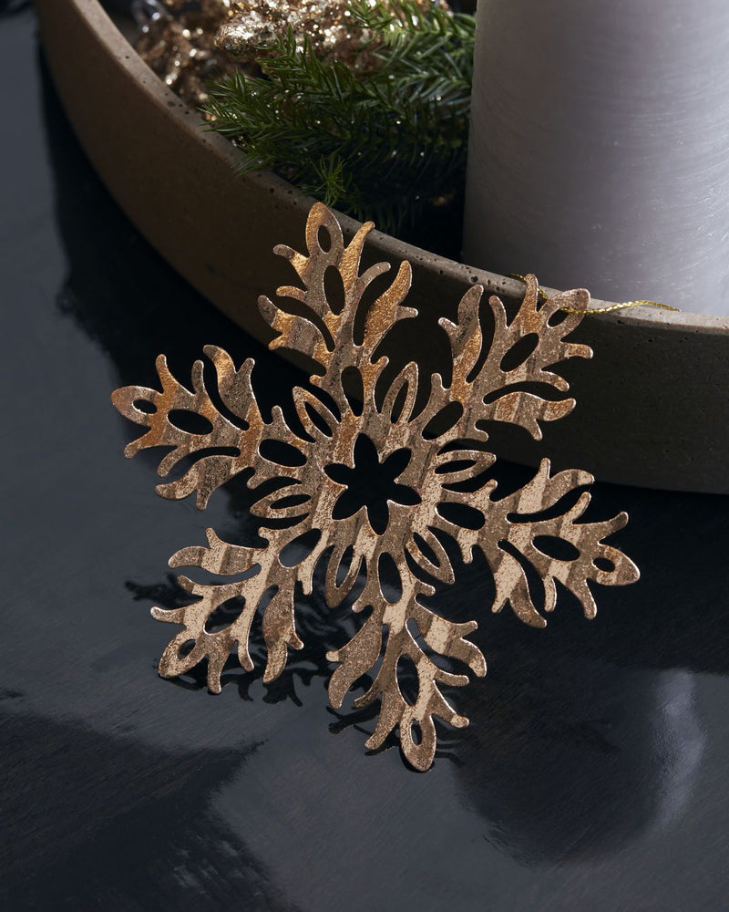 Tin Plate Snow Flower Ornament, Brass