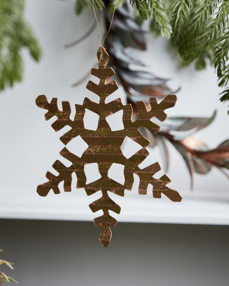 Tin Plate Snowflake Ornament, Brass