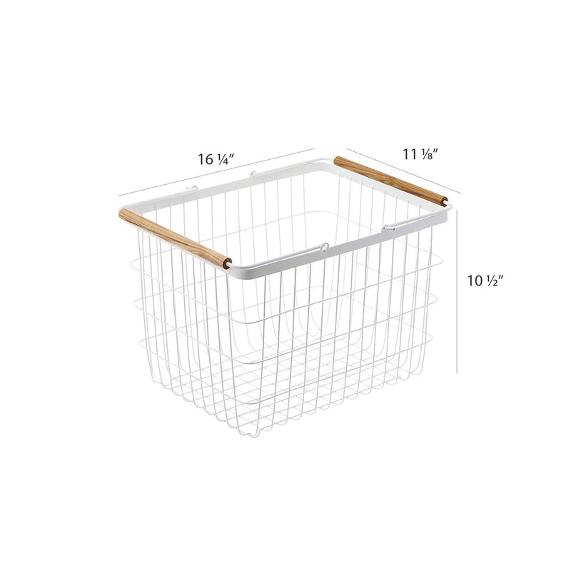 Tosca Wire Laundry Basket - White Steel - Medium by Yamazaki