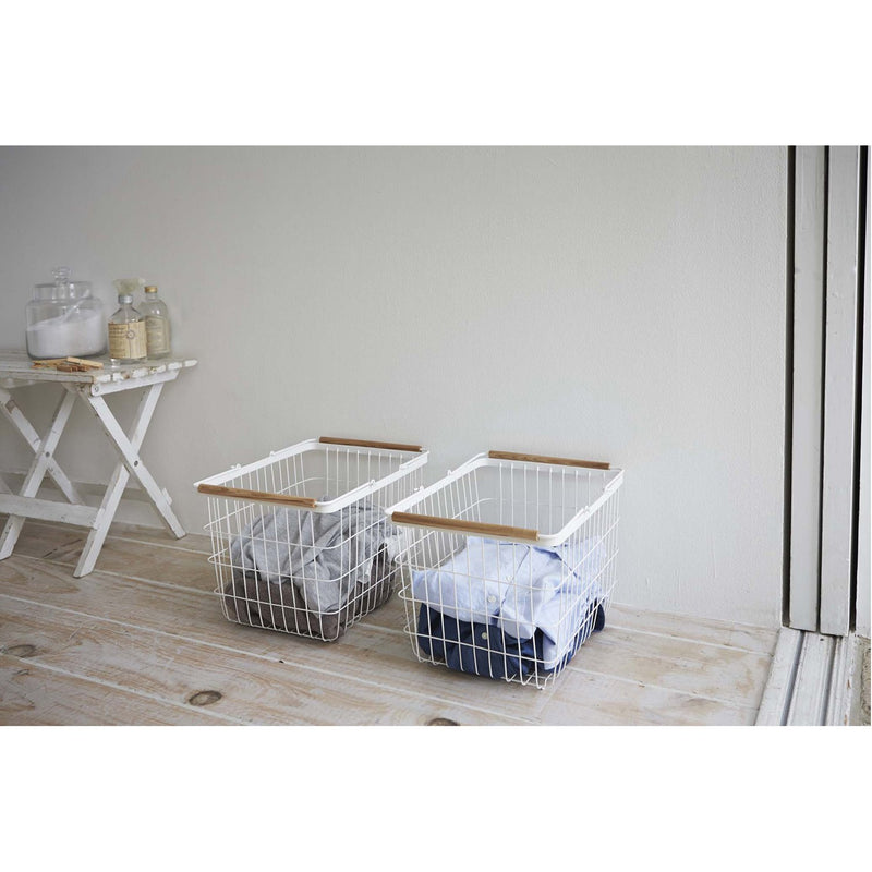 Tosca Wire Laundry Basket - White Steel - Medium by Yamazaki