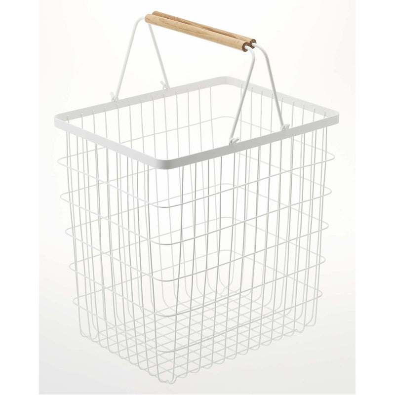 Tosca Wire Laundry Basket - White Steel - Large by Yamazaki