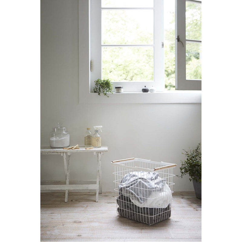 Tosca Wire Laundry Basket - White Steel - Large by Yamazaki