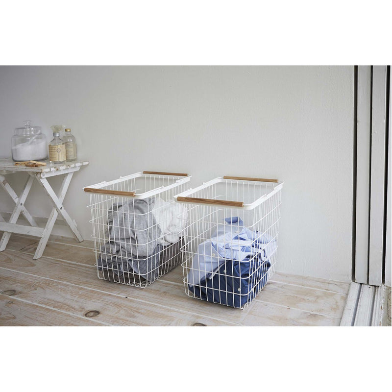 Tosca Wire Laundry Basket - White Steel - Large by Yamazaki