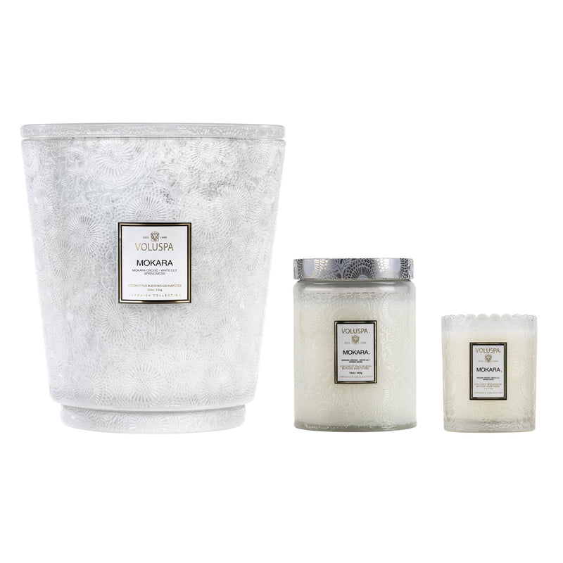 Hearth 5 Wick Glass Candle in Mokara design by Voluspa