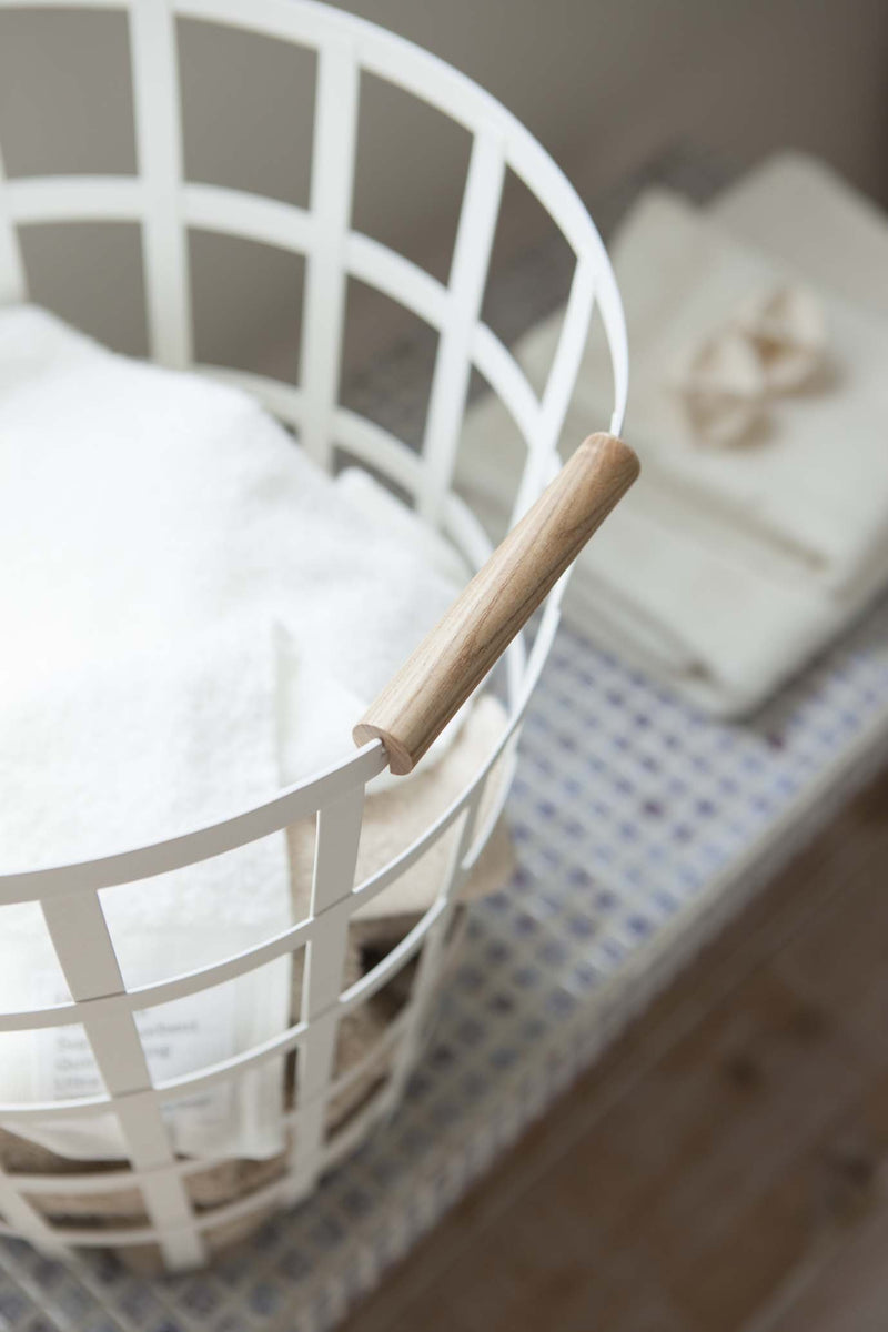 Tosca Round Laundry Basket in White design by Yamazaki