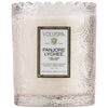 Scalloped Edge Embossed Glass Candle in Panjore Lychee design by Voluspa