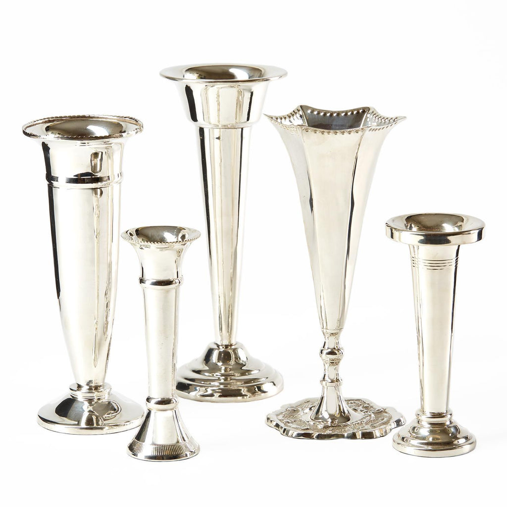 Set of 5 Plaza Silver Vases