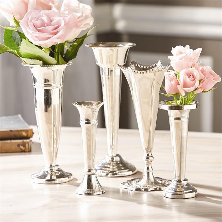 Set of 5 Plaza Silver Vases design by Twos Company