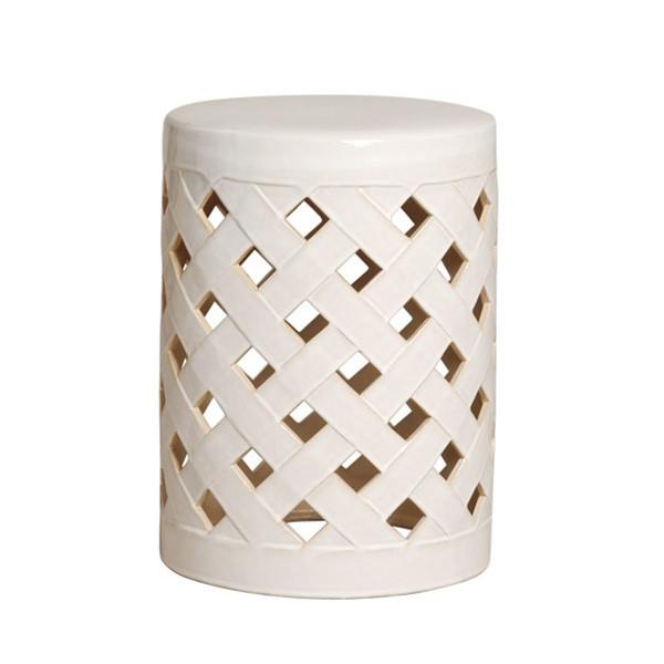 Crisscross Garden Stool In White