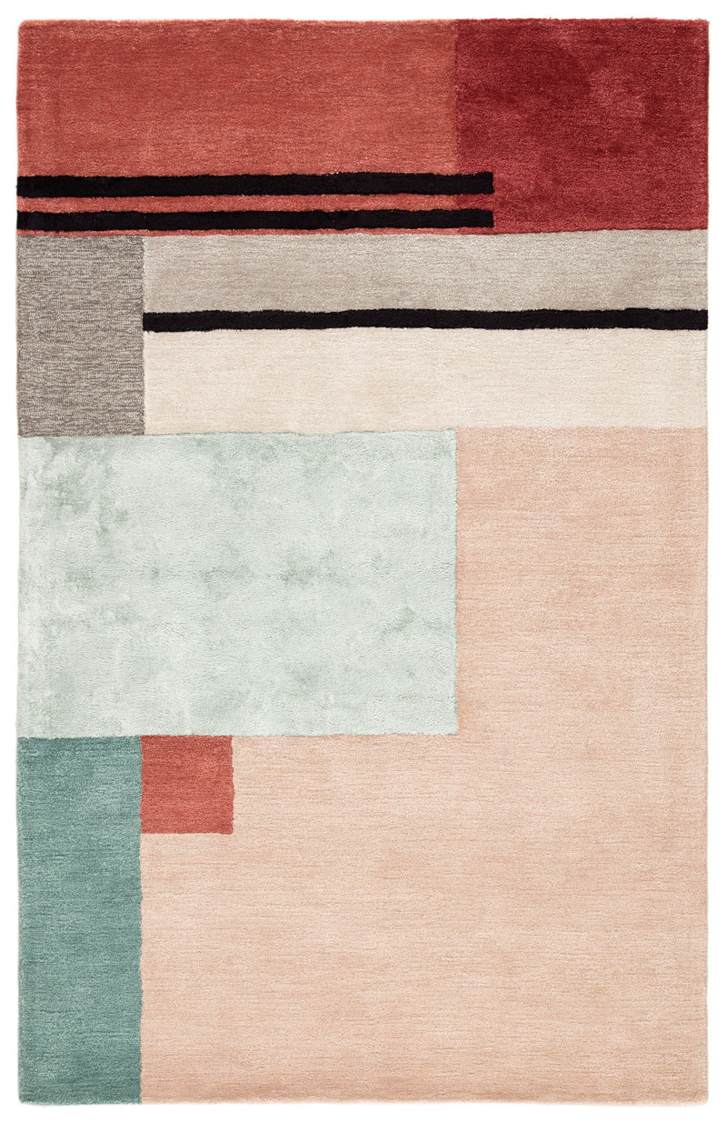 Segment Handmade Geometric Pink & Red Area Rug