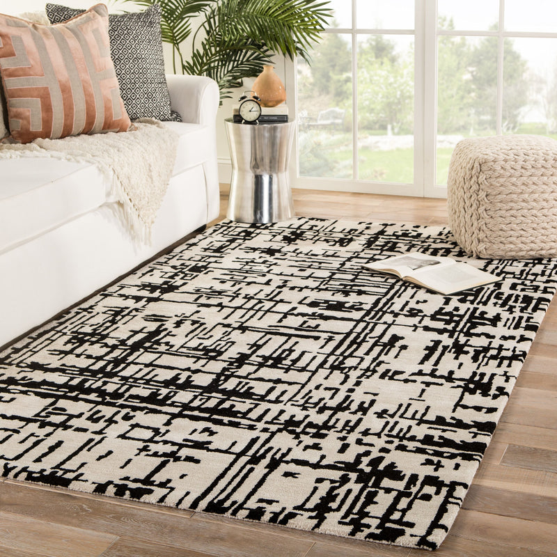 Pals Handmade Trellis Cream & Black Area Rug