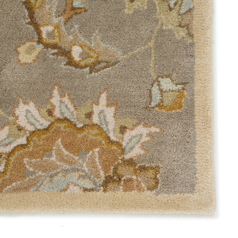 Abers Handmade Floral Gray & Beige Area Rug