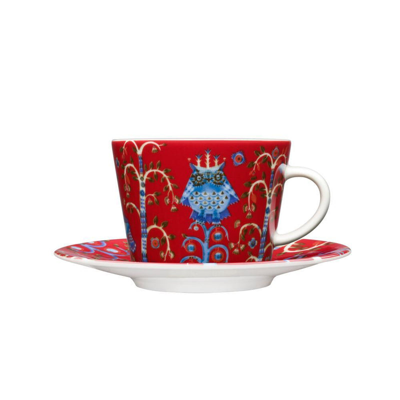 Taika Red Mugs & Saucer