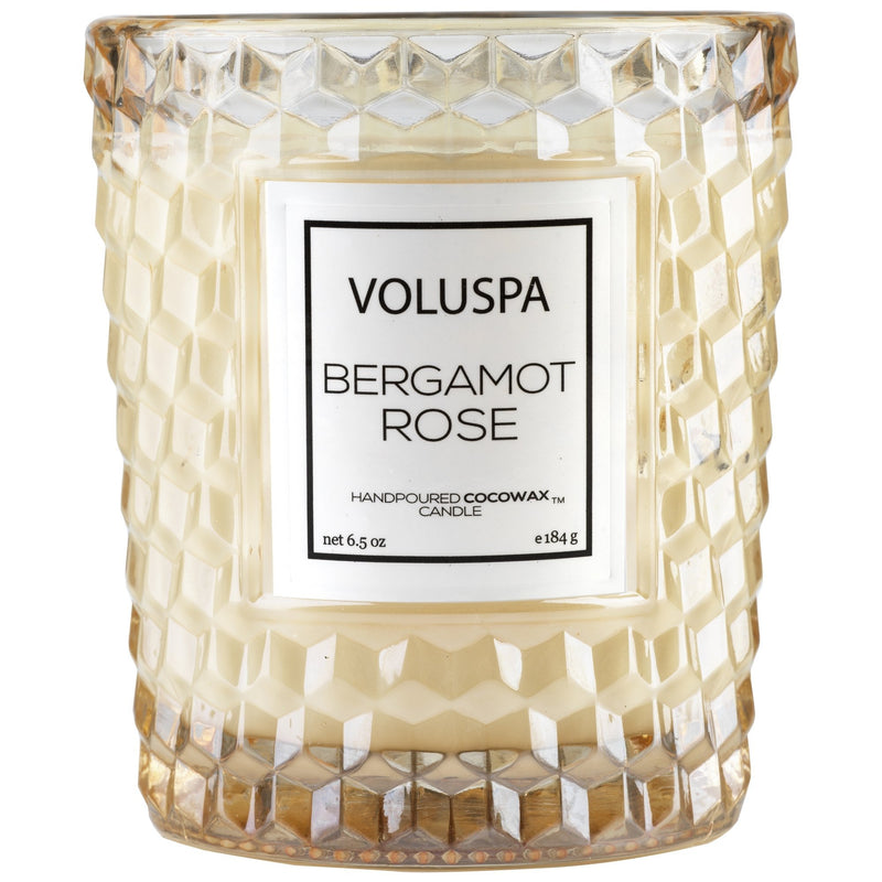 Classic Textured Glass Candle in Bergamot Rose design by Voluspa