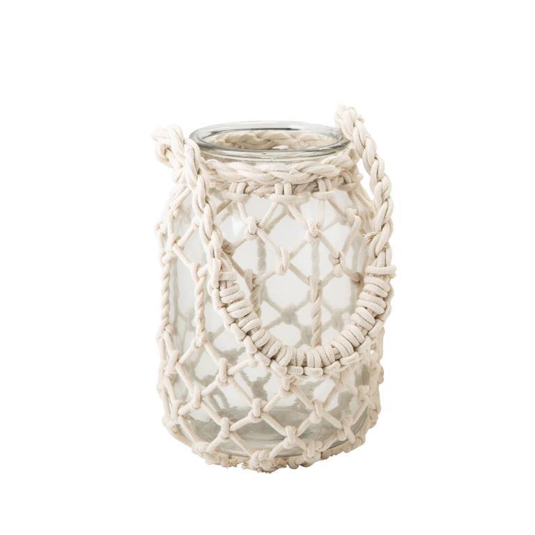 Large White Rope Lantern With Handle