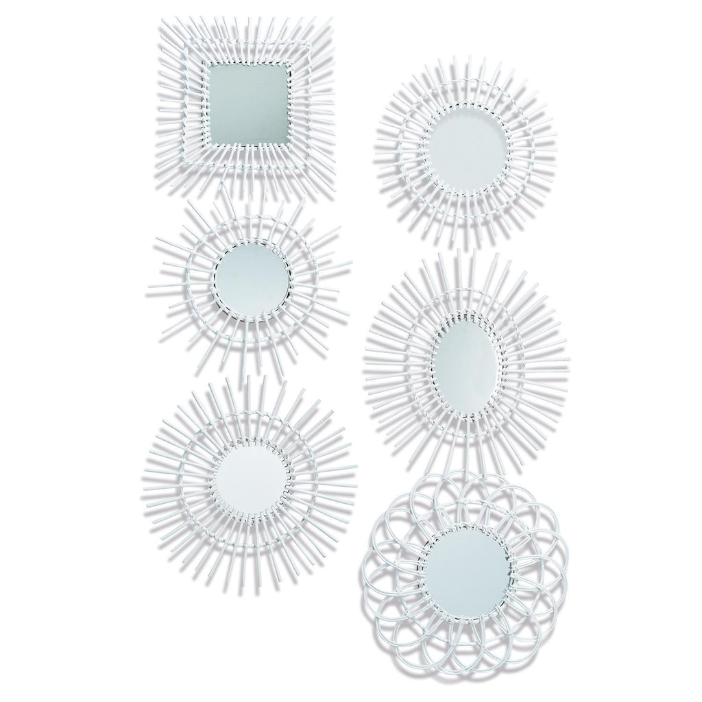 Portofino Wicker Hand-Crafted Mirrored Wall Decor - Set of 6