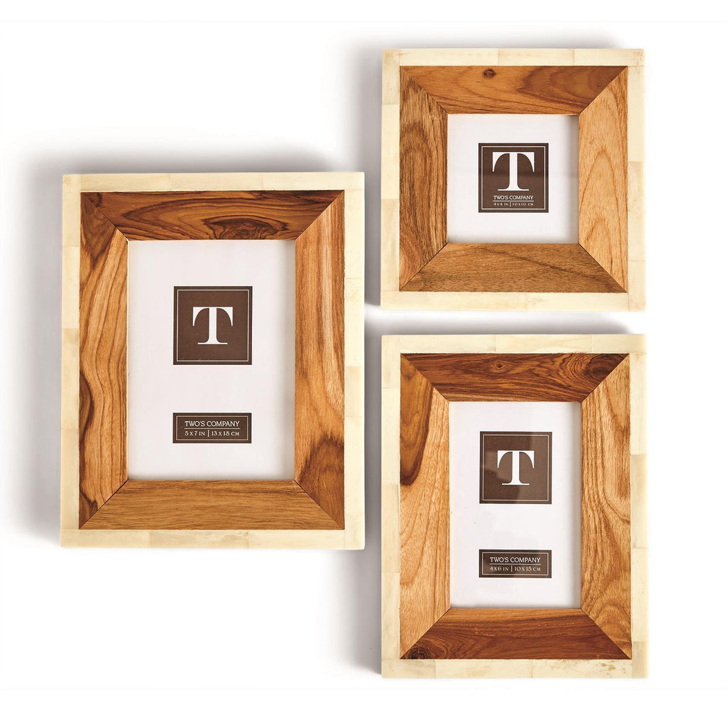 Framework Wood and Bone Photo Frames, Set of 3