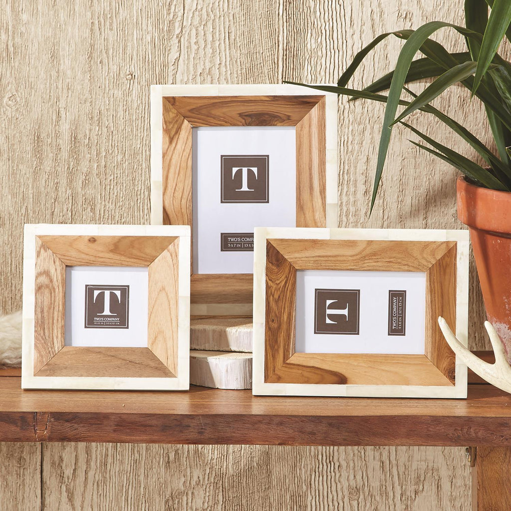 Framework Wood and Bone Photo Frames, Set of 3