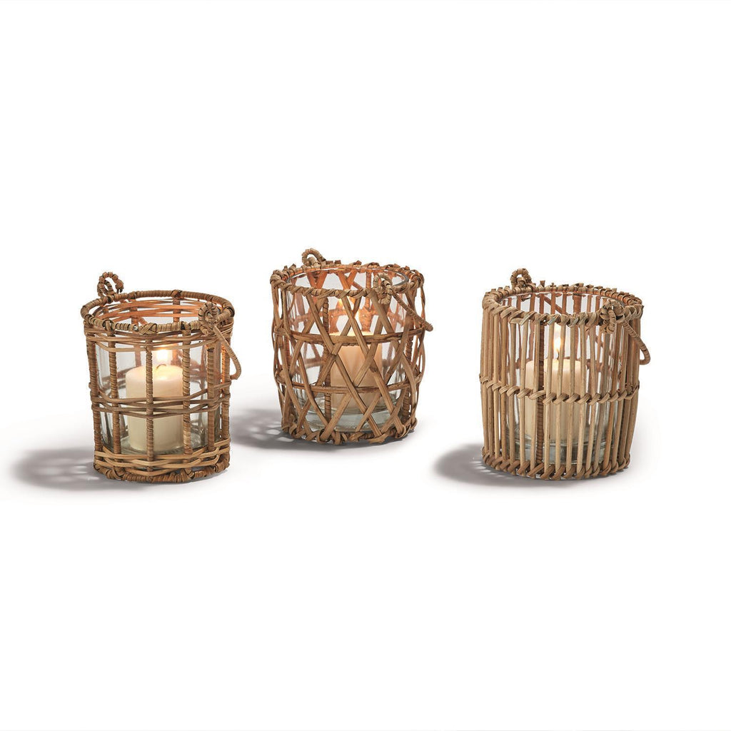 Hand-Crafted Small Lanterns with Handle, Assorted Set of 3