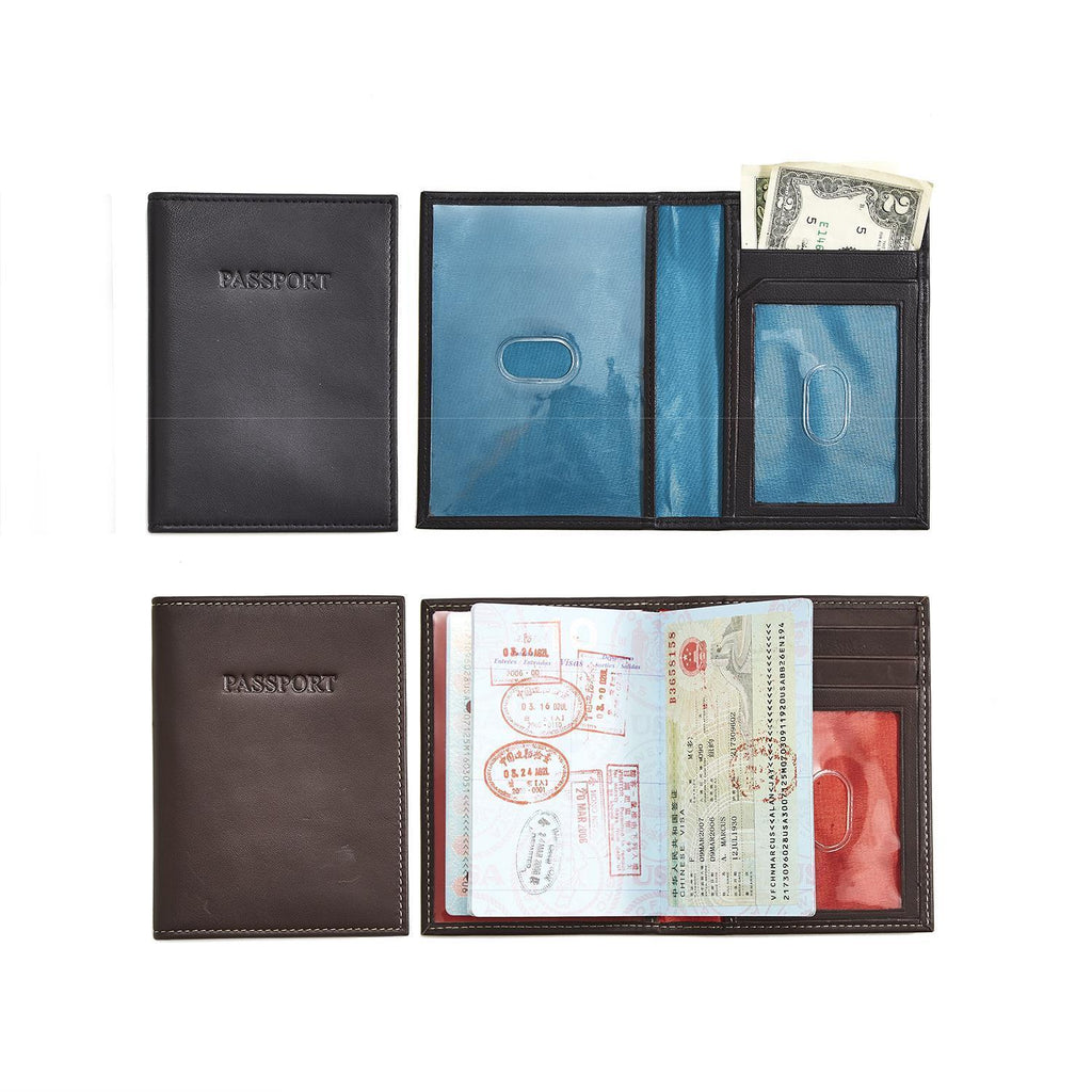 Wonderlust Genuine Leather RFID Passport Holder in Gift Box in Various Colors