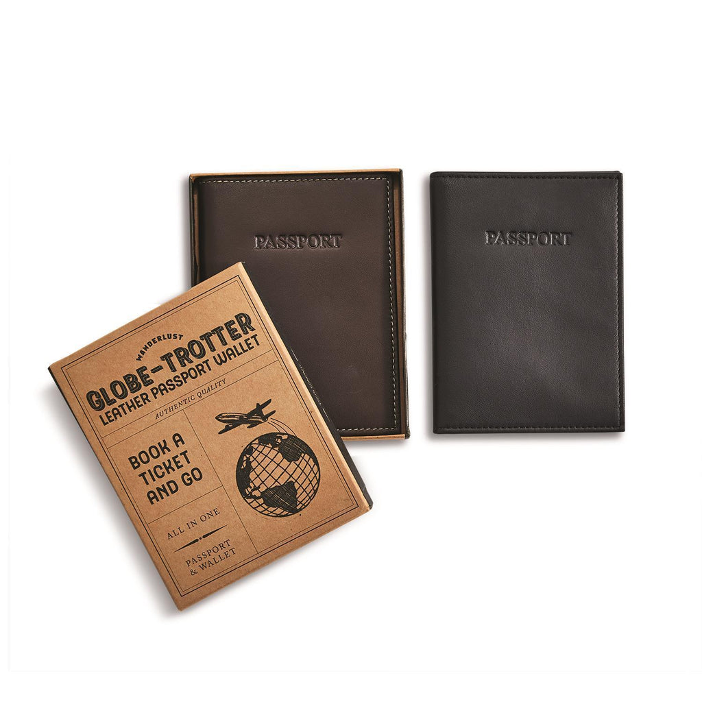 Wonderlust Genuine Leather RFID Passport Holder in Gift Box in Various Colors