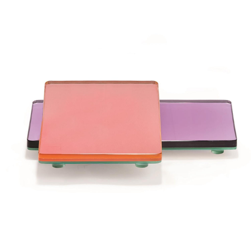 Mirrored Glass Block Tray in Various Colors