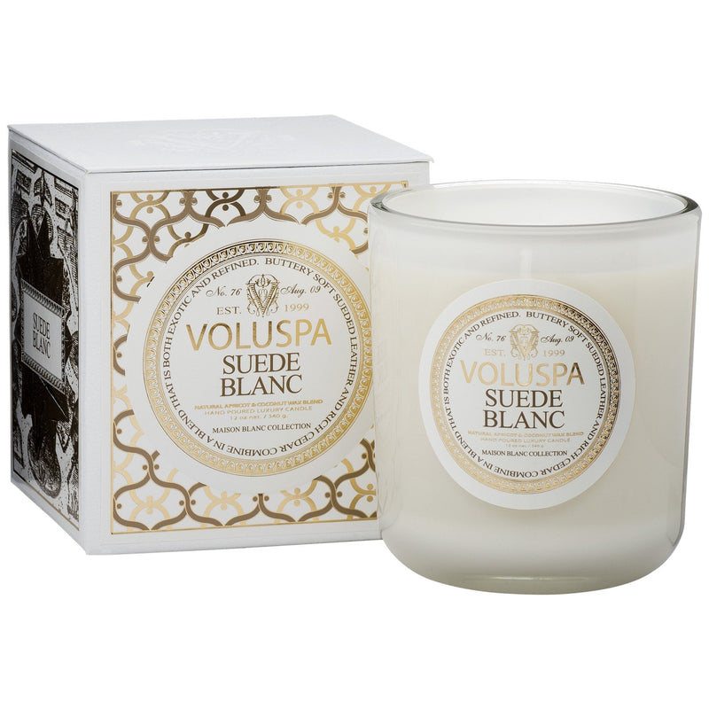 Classic Maison Candle in Suede Blanc design by Voluspa