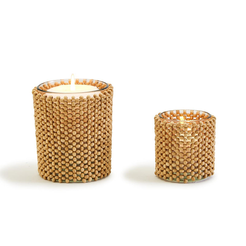 Beaded Tealight Candleholders, Set of 2