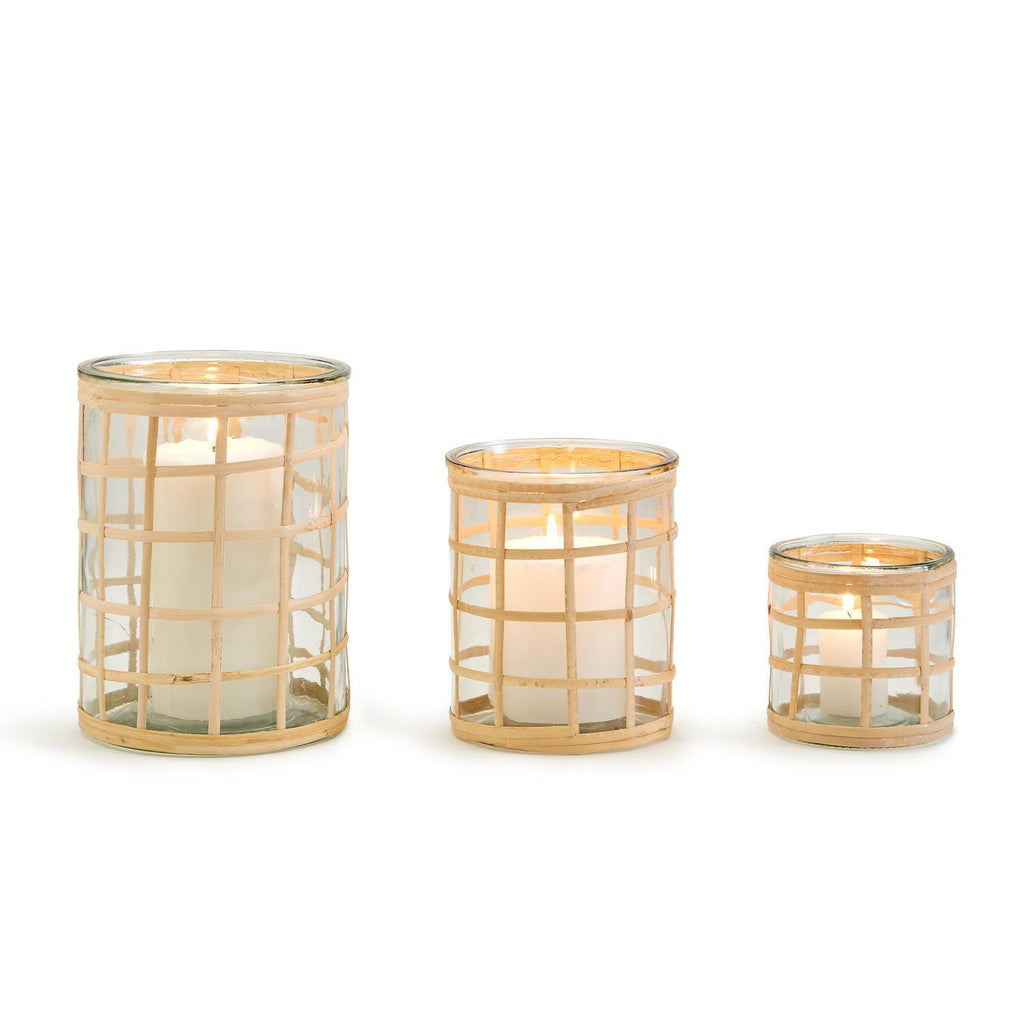 Rattan Lattice Cachepot/Candleholder, Set of 3