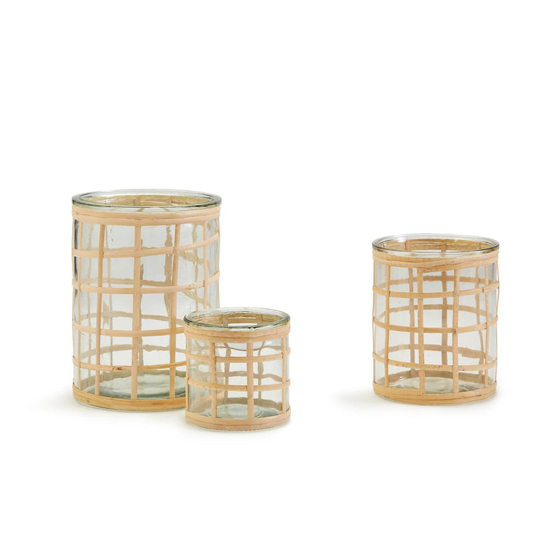 Rattan Lattice Cachepot/Candleholder, Set of 3