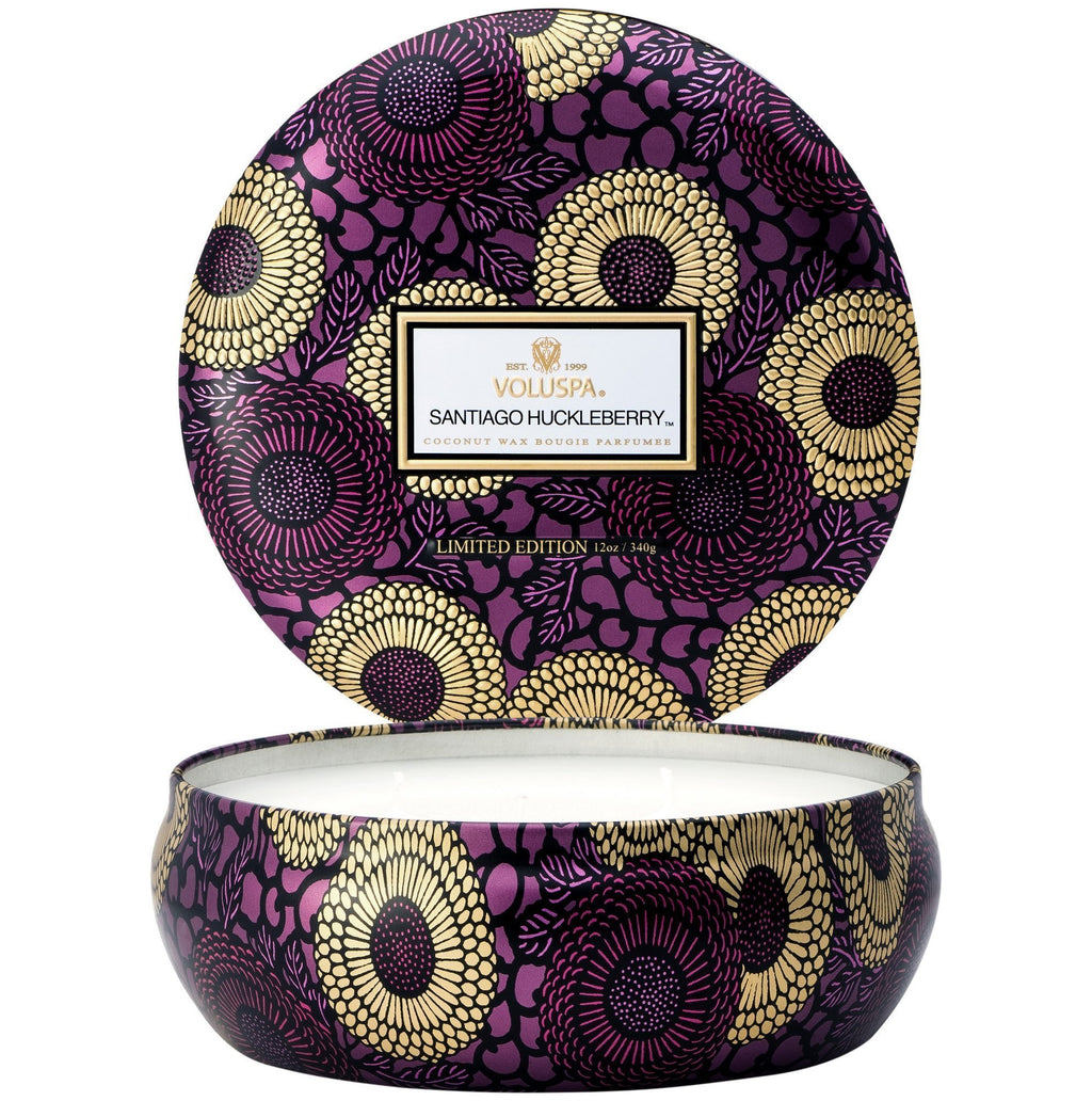 3 Wick Decorative Candle in Santiago Huckleberry design by Voluspa