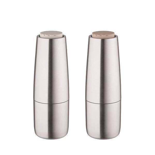 SALPI Salt & Pepper Mills Matte Stainless with Nomad & Moonbeam