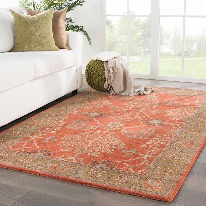 Chambery Handmade Floral Orange & Brown Area Rug