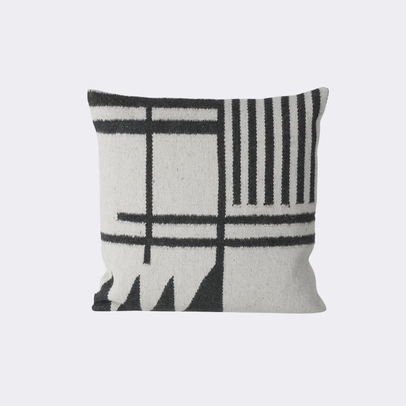 Kelim Cushion, Black Lines