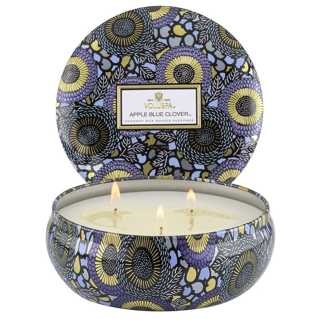 Apple Blue Clover 3 Wick Candle