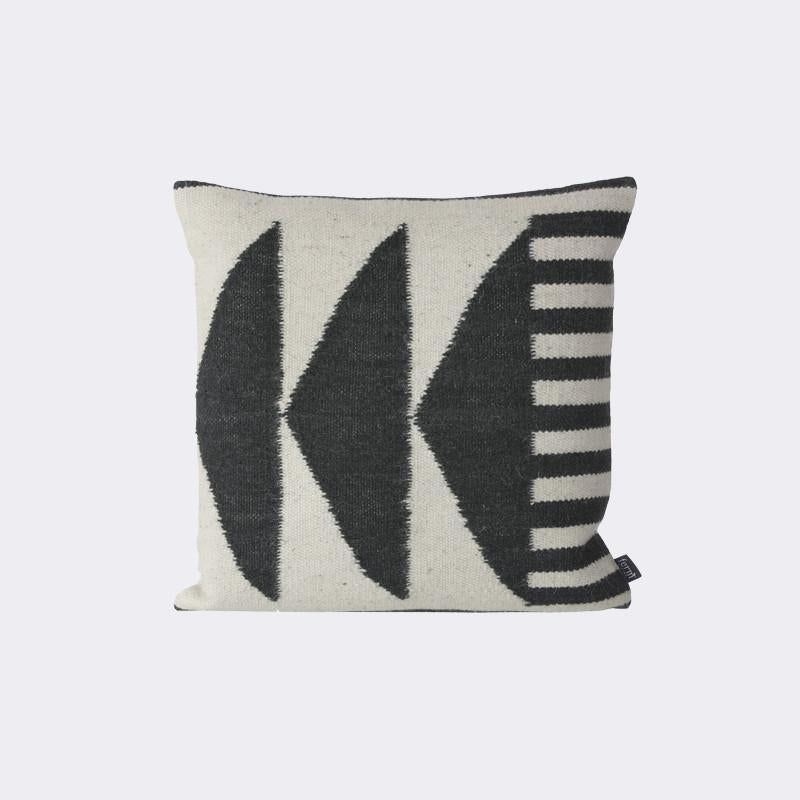 Kelim Cushion, Black Triangles