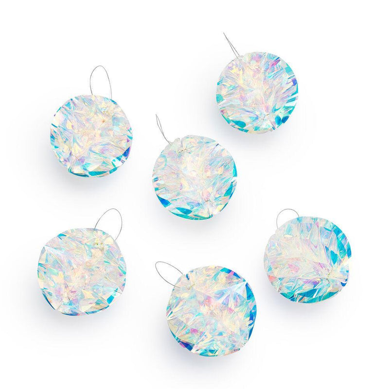 White Iridescent Honeycomb Holiday Ornaments - Set of 6 by MoMA