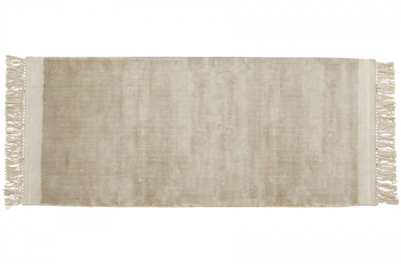 Filuca Shiny Beige Carpet with Fringes in Various Sizes